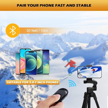 Штатив для камери та телефону GRIFEMA, 140 см, алюміній, з Bluetooth-пультом, регульований, сумісний з iPhone, Android, DSLR