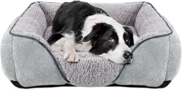 JOEJOY Dog Bed Medium & Large Dogs Dog Basket Washable - Fluffy Dog Bed, Non-Slip Dog Beds & Dog Baskets, Plush Dog Basket for Dogs and Cats (L76×61×23 cm) (M(63×53×20 cm), Light Grey)