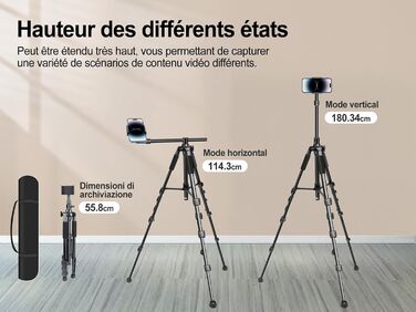 Штатив для смартфона Elitehood з виносним плечем 114 см, гнучкий, 180 см, 360° - для відеозйомки