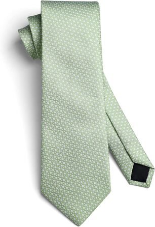 HISDERN Комплект краватки, нагрудного хустинки та краваткової застібки для весілля чоловічий, зелений в клітинку