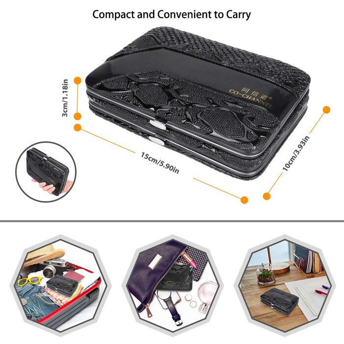 Набір для манікюру та педикюру CestMall 21 шт. з нержавіючої сталі. Професійний набір для манікюру та педикюру з нержавіючої сталі для чоловіків та жінок. Набір інструментів для догляду за нігтями з шкіряним кейсом, чорний