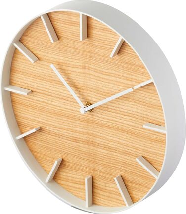 Yamazaki 4108 RIN Wall Clock, Steel/Plywood, Minimalist Design, 26.5 x 4.2 x 26.5 cm (LxBxH) (White)