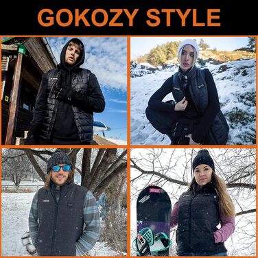 Обогрівальний жилет Gokozy для чоловіків та жінок з акумулятором 10000 mAh та 5 зонами обігріву, чорний XL
