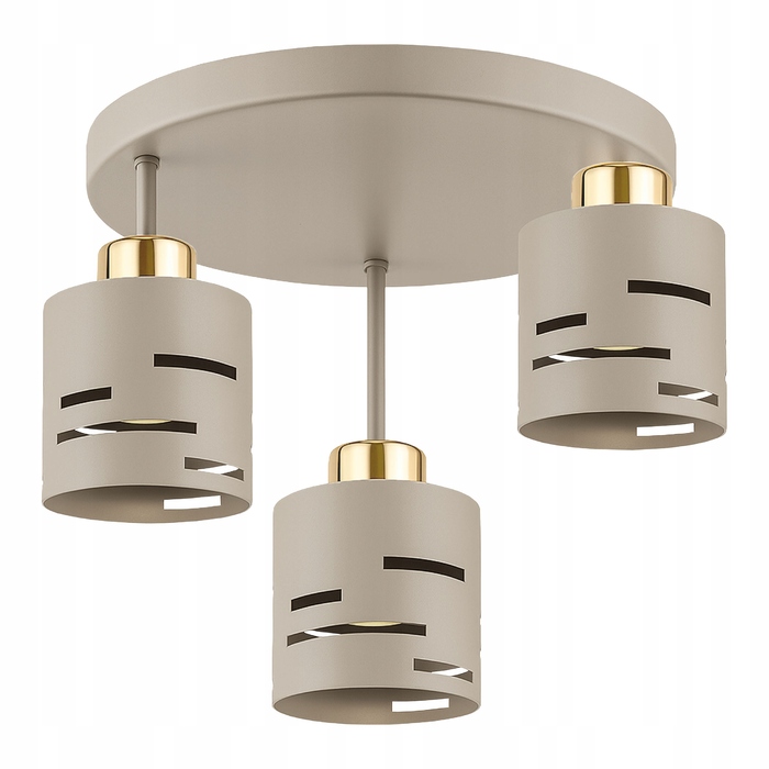 Стельна LED-лампа LEDLUX бежево-золота, металева, 3xE27