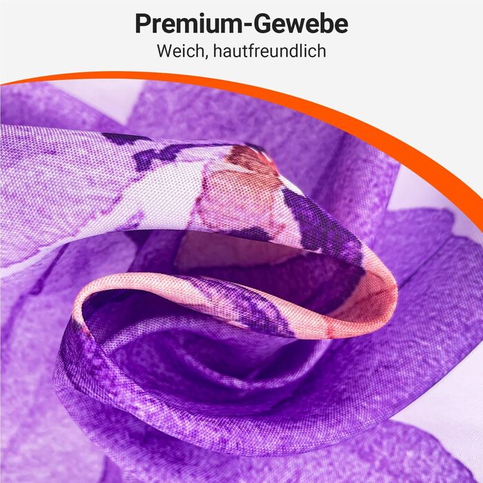 Штора для душу 240x200 см, квіти, поліестер, антигрибкова, водовідштовхувальна, з кільцями та утяжувачем (Ліловий)