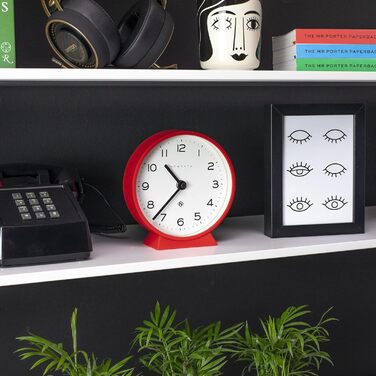 NEWGATE® M Silent Mantel Clock - 'No Tick' - A Modern Mantel Clock - Small Clock - Mantel Clocks - Minimalist Dial - (Red)