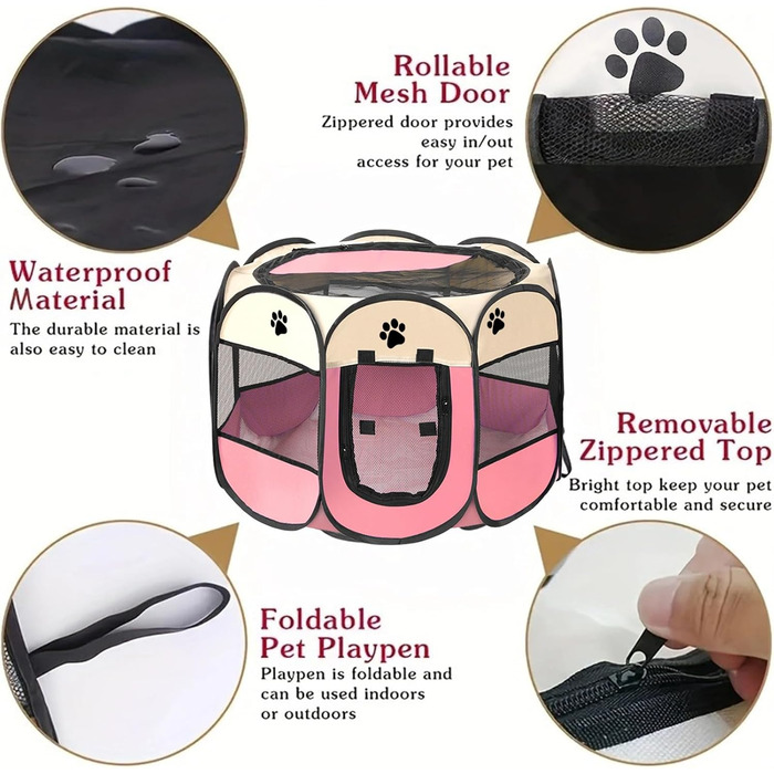 Летворешітка для цуценят та котів, вольєр для тварин у квартиру, 114x114x58 см (рожевий)