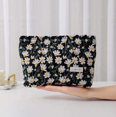 Органайзер для косметики 2 шт. для подорожей, чорний з ромашками (Daisy)
