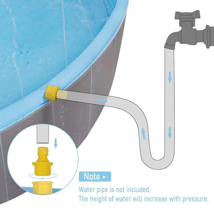 EUGAD Splash Pool for Medium-Sized Dogs, Foldable Dog Pool, Non-Slip Dog Bathtub, Water Pool with Sprinklers, Light Blue and Light Gray, 120x30cm 0018GYYC