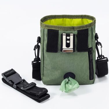 Сумка для ласощів для собак з мискою, клікером та пакетами для прибирання, Зелена