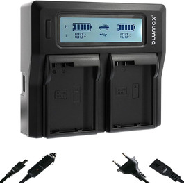 Зарядний пристрій Blumax LCD Dual для акумуляторів Nikon EN-EL15c/b/a - сумісний з Nikon D500, D850, D7500, Z8, Z7 II, Z6 III, Z5, Zf