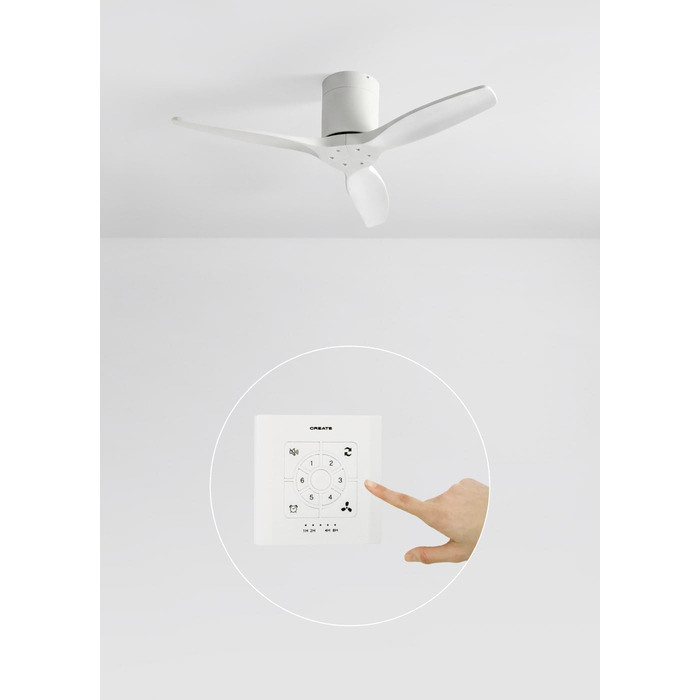 Стелянка-вентилятор Windcalm S з ABS корпусом, освітленням та пультом керування, 40W, тихий, Ø112cm, 6 швидкостей, 3 LED-температури, таймер, літньо-зимовий режим (білий, без освітлення + контролер)