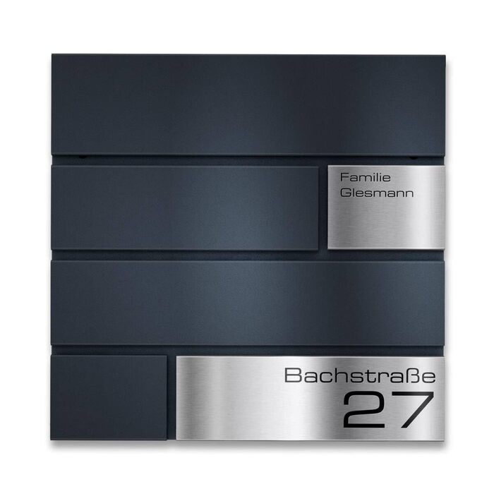 Поштова скринька Metzler Modell G антрацит, порошкове покриття RAL 7016, з гравіюванням та табличкою з нержавіючої сталі, настінний монтаж, 37x37x10.5 см