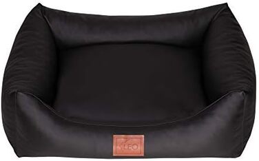 Софа для собак Leo4dog Natalie: зручне ліжко для собак з штучної шкіри, 4 розміри (XXL 130x100 см, чорний)