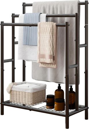 Підставка для рушників, тримач рушників, стійка для рушників на 3 рейки, чорний, для ванної кімнати