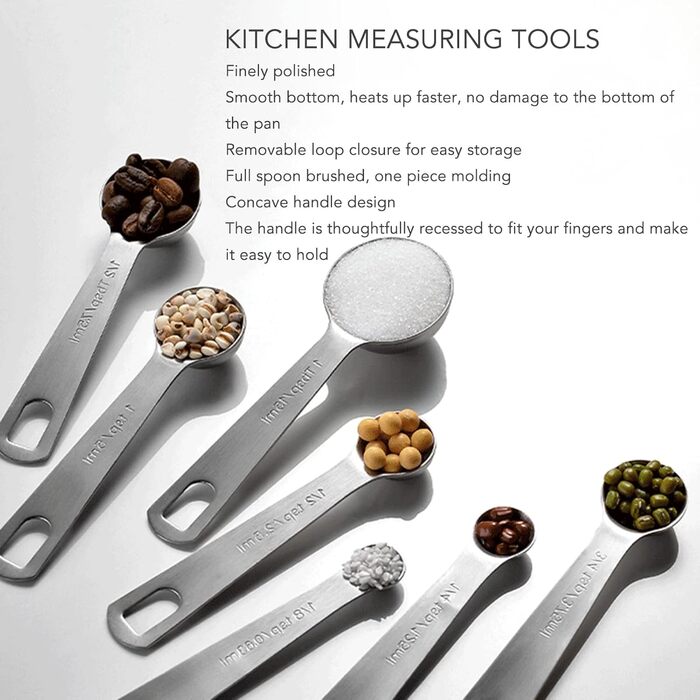 14-Piece Measuring Cup and Spoon Set, Stainless Steel Measuring Cups and Spoons, Stackable Measuring Spoons and Cups, Stackable Kitchen Tools