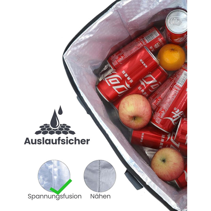 Kollea Cooler Bag - 30L Picnic Bag - Insulated Bag - Lunch Bag Keeps hot and cold, Leak-proof, With carrying straps, Multiple pockets - Ideal for travel, camping, grilling, food transport