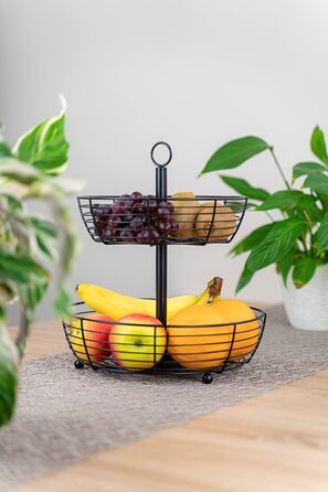 Стійка для фруктів Auroni Infinite 2 яруси, чорний матовий, діаметр 29 см, висота 33 см