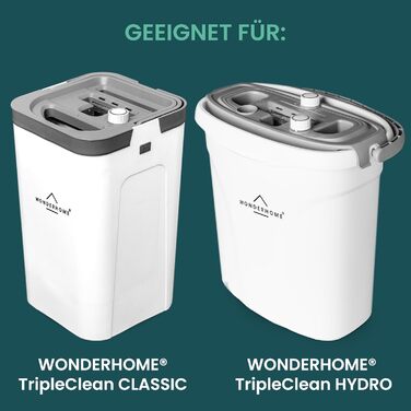 Набір для прибирання підлоги WONDERHOME з відром, 3-камерний моп з функцією віджиму, розділенням брудної та чистої води, подовжена ручка 140 см, 10 гідропадів