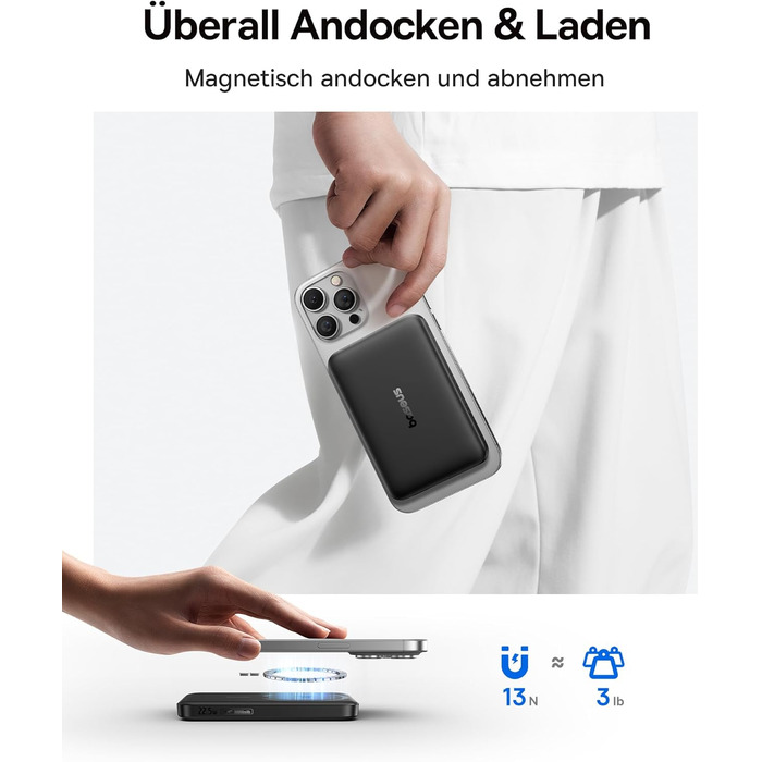 Power Bank Baseus EnerFill MagSafe 10000mAh з PD 22.5W та бездротовою зарядкою 15W (Qi2), чорний