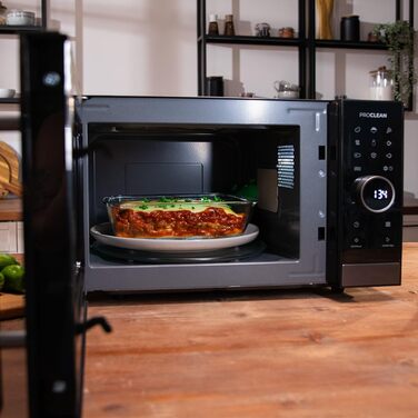 Мікрохвильова піч Cecotec Proclean 6120 з сенсорним екраном, грилем, 23 л, 800/1000 Вт, цифрова, рівномірне нагрівання, 5 рівнів потужності, функція розморожування, таймер 60 хв, обертовий піднос 285 мм