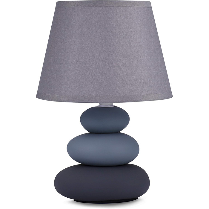 Нічна лампа 'Ліна' - керамічна настільна лампа з тканинним абажуром, сумісна з LED, E14, 230V (Сірий/Матовий)