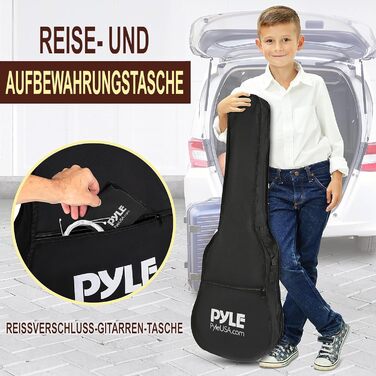 Акустична гітара Pyle – Класична гітара з датчиком, для початківців, дітей та дорослих, розмір 1/2, з тюнером та комплектом Crimson Burst Matt