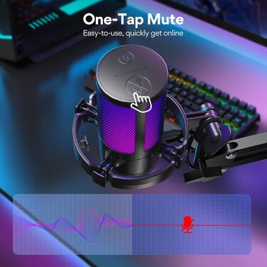 Мікрофон MAONO DGM20S для стрімінгу та запису: USB-мікрофон з шумозаглушенням, моніторингом та регулюванням гучності, для Twitch, YouTube, Discord, PC, Mac, PS5