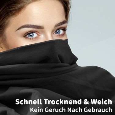 Набір рушників з мікрофібри Pameil (3 шт.): великий (160x80 см) + 2 маленькі (80x40 см), швидковисихаючі, для подорожей, фітнесу, сауни (чорний)