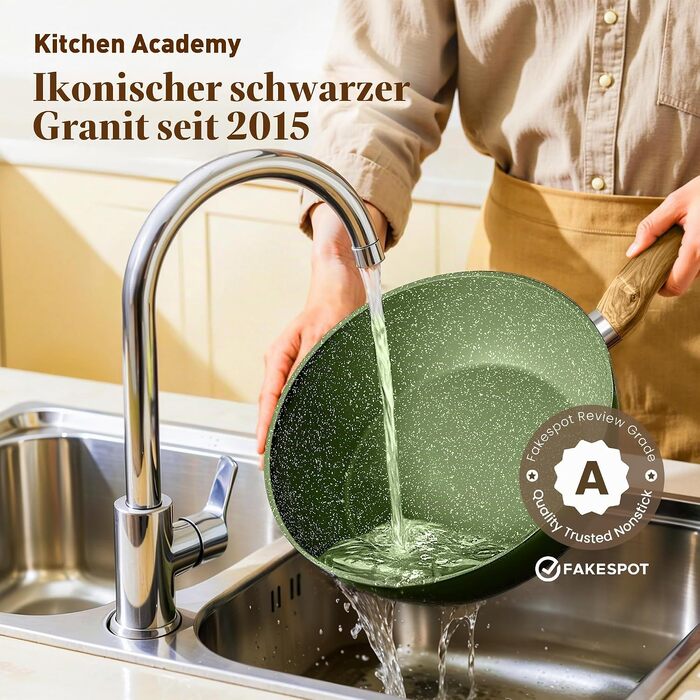 Набір каструль та сковорідок Kitchen Academy для індукційних плит, 12 предметів, колір шавлія (Sage Green)