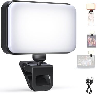 LED світло Neewer для селфі та відеозйомки на телефон, 54 світлодіоди, кліпса, CRI 88, 650mAh, для iPhone, ноутбук, вебкамера, Zoom, макіяж