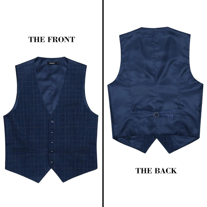 Стильна жилетка для весілля та офіційних заходів HISDERN з малюнком у клітинку, бавовна, для чоловіків, колір: Royal Blue, розмір XL