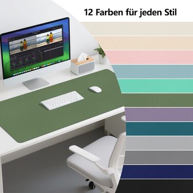 Підкладка на стіл Zindoo XL 100x40 см оливково-зелена: захист від подряпин, водостійка, для миші та письма