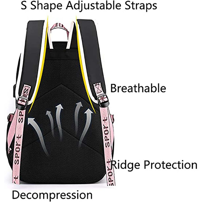 Шкільний рюкзак для дівчаток та хлопчиків K-Pop з відділенням для ноутбука 15.6 дюймів, водонепроникний, однорозмірний