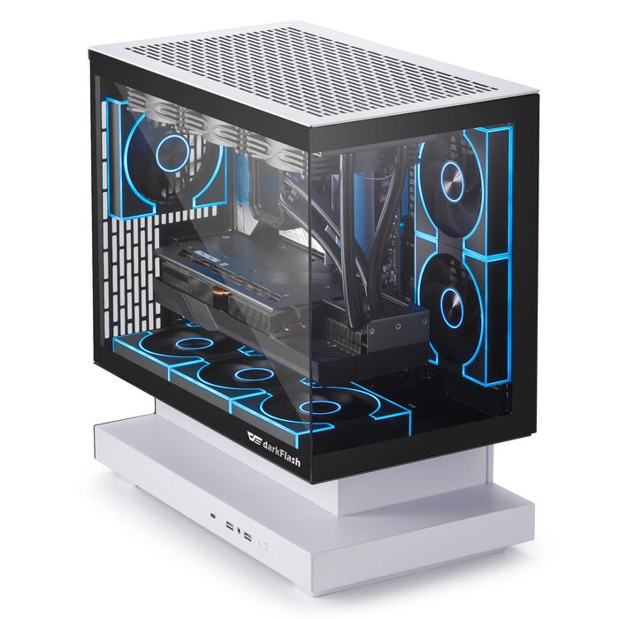 darkFlash FLOATRON F1(2025) - Корпус для ПК Micro-ATX з ефектом левітації, підтримка 360mm AIO, Typ-C, без RGB підсвітки