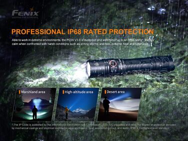 Ліхтарик Fenix PD35 V3.0 LED тактичний, 1700 люмен, 357 м, IP68, 5 режимів, чорний