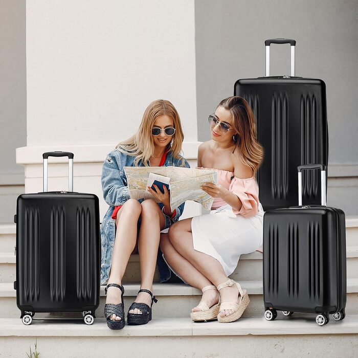 Набір валіз KONO 3 шт. з жорстким корпусом: 55 см, 65 см, 75 см. Розширювані, легкі, з TSA-замком та 4 колесами. Підходить для ручної поклажі.