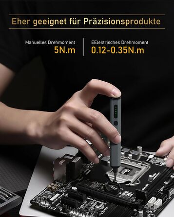 Електрична викрутка 70 в 1 з набором S2 біт, 4 LED, 200 RPM, для ремонту годинників, ПК, телефонів (срібно-чорний)