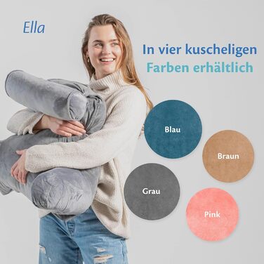 Подушка для читання Ella Lesekissen для ліжка та дивану з знімною подушкою для шиї - спинна подушка для ліжка. Подушка для читання з піною з пам'яті з підлокітниками, ідеальна для читання, перегляду телевізора, відпочинку або як спинна підтримка - сірого 