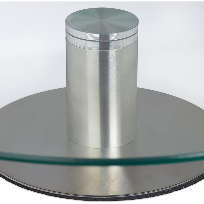 Тортниця Relaxdays з підставкою, Ø 30 см, для сервірування, поворотна, скло та нержавіюча сталь, прозора/срібна