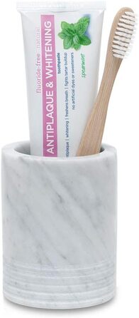 JIMEI Toothbrush Holder, Toothbrush Cup made of Natural Marble, Spa Collection, Makeup Brush Holder, Bathroom Accessories Organizer