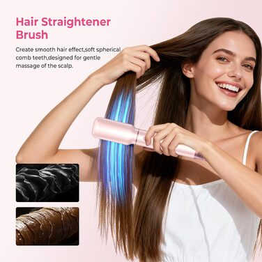 Мультистайлер для волосся 5 в 1 Atopskins Air Styler 1000W: фен-щітка, вирівнювач та плойка для сушіння, завивки та гладкого волосся, колір Creamrosa