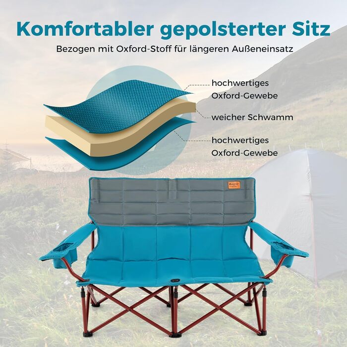 Крісло для кемпінгу Costway: складане, з регульованими підлокітниками, тримачами для напоїв та сумкою, вантажопідйомність 272 кг, для відпочинку, риболовлі, пікніків (зелене, блакитне)