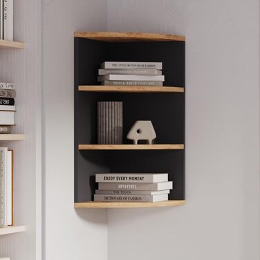 Vicco Corner Shelf Ecki, Bookshelf, White/Goldkraft Oak, 30 x 60 cm (Anthracite/Goldkraft Oak, 60x30 cm)