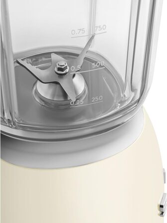 SMEG, BLF03CREU, 1.5 L Stand Mixer, 4 Speed Settings, 4 Automatic Programs, Detachable Double Blade, Transparent Lid Opening with Measuring Cap, Non-Slip Base, 800W, Cream