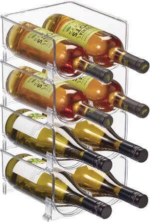 mDesign Wine Rack for Eight Bottles – Stackable Bottle Holder for Your Beverage Storage in the Kitchen – Clear