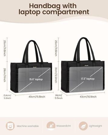 Сумка для ноутбука LOVEVOOK для жінок, велика містка, на плечі, для роботи, навчання, універсальна (17 дюймів, темно-зелена)