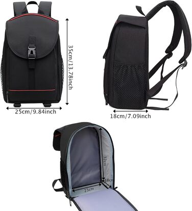 Рюкзак для камери: чорний фоторюкзак для DSLR/SLR з об'єктивом та аксесуарами