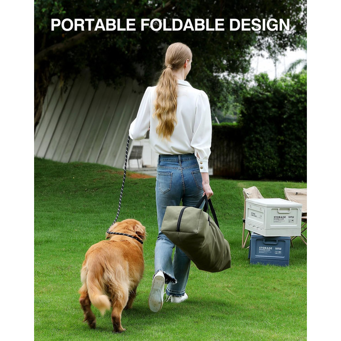 Складана переносна собача будка для середніх та великих собак, 106.7 см, з 4 дверцятами, зелена, з сумкою для зберігання (106*78*78 см)