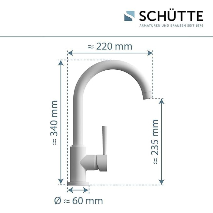 Кран кухонний SCHÜTTE Cornwall, 360° поворотний, з однорідним змішувачем для раковини, преміум якість